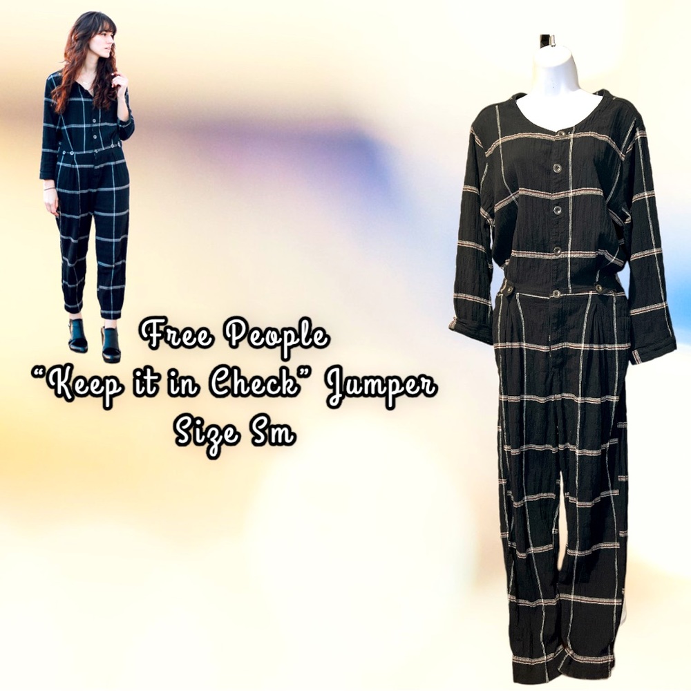 Free People Keep it in Check Black Romper Size S NWT